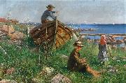 Ferdynand Ruszczyc An archipelago scenery with children oil painting artist